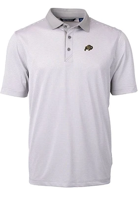 Cutter and Buck Colorado Buffaloes Grey Virtue Eco Pique Micro Stripe Big Tall Polo