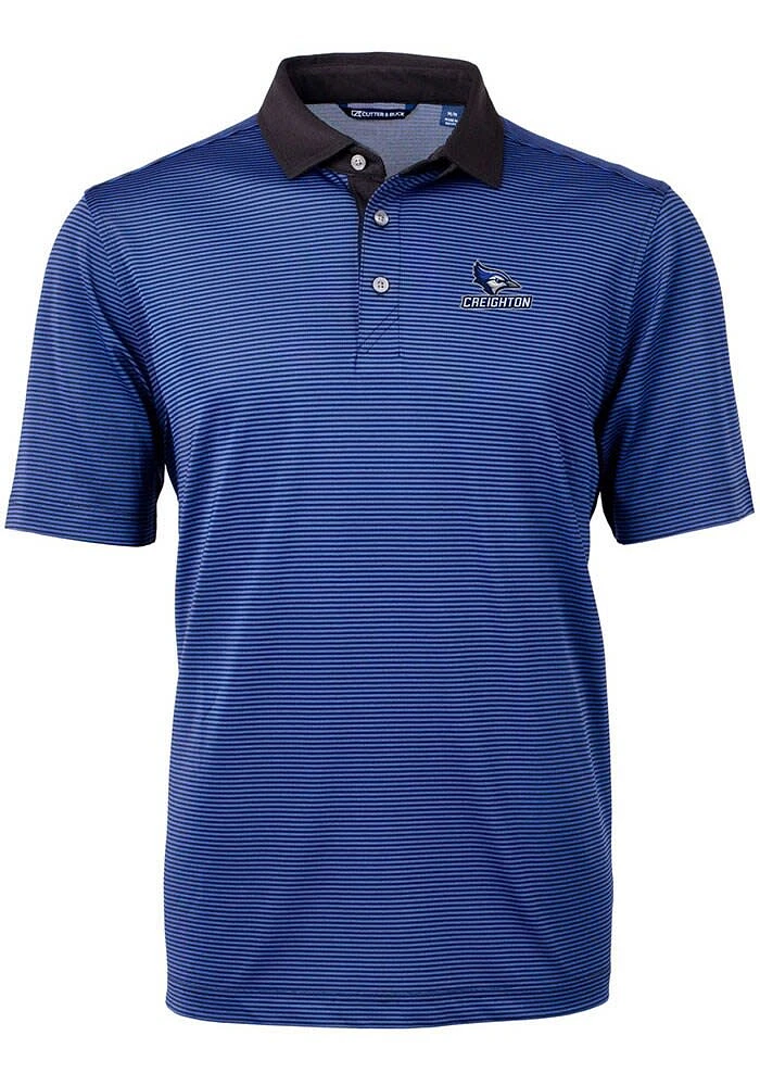 Cutter and Buck Creighton Bluejays Virtue Eco Pique Micro Stripe Big Tall Polo