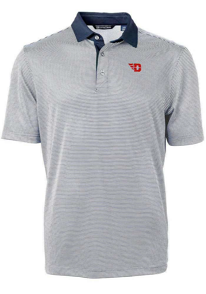 Cutter and Buck Dayton Flyers Navy Blue Virtue Eco Pique Micro Stripe Big Tall Polo