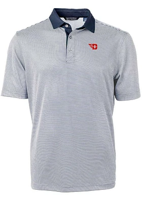 Cutter and Buck Dayton Flyers Navy Blue Virtue Eco Pique Micro Stripe Big Tall Polo