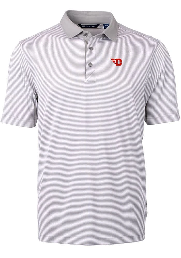 Cutter and Buck Dayton Flyers Grey Virtue Eco Pique Micro Stripe Big Tall Polo