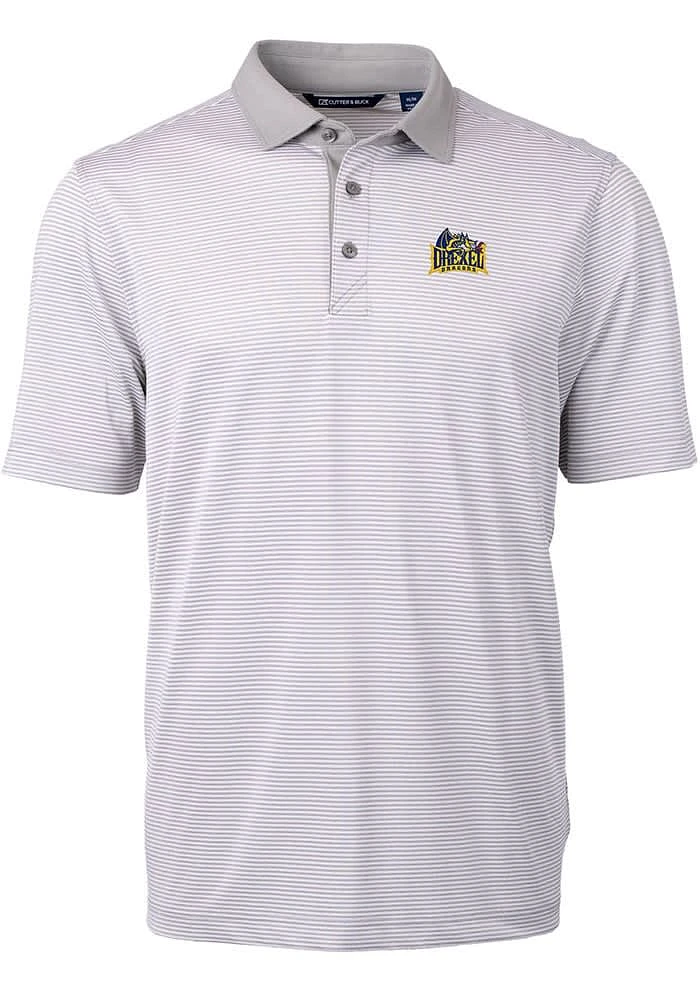 Cutter and Buck Drexel Dragons Grey Virtue Eco Pique Micro Stripe Big Tall Polo