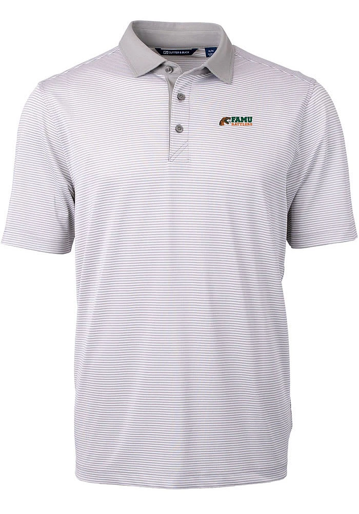 Cutter and Buck Florida A&M Rattlers Grey Virtue Eco Pique Micro Stripe Big Tall Polo
