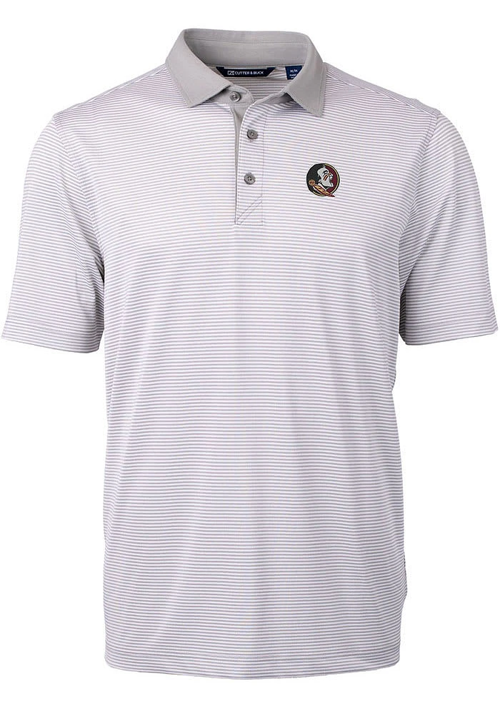 Cutter and Buck Florida State Seminoles Grey Virtue Eco Pique Micro Stripe Big Tall Polo
