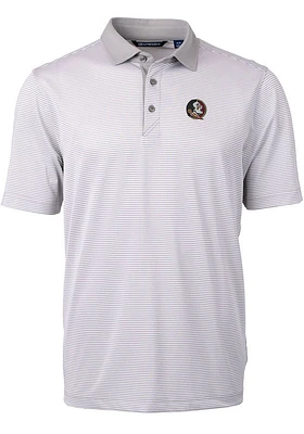 Cutter and Buck Florida State Seminoles Grey Virtue Eco Pique Micro Stripe Big Tall Polo