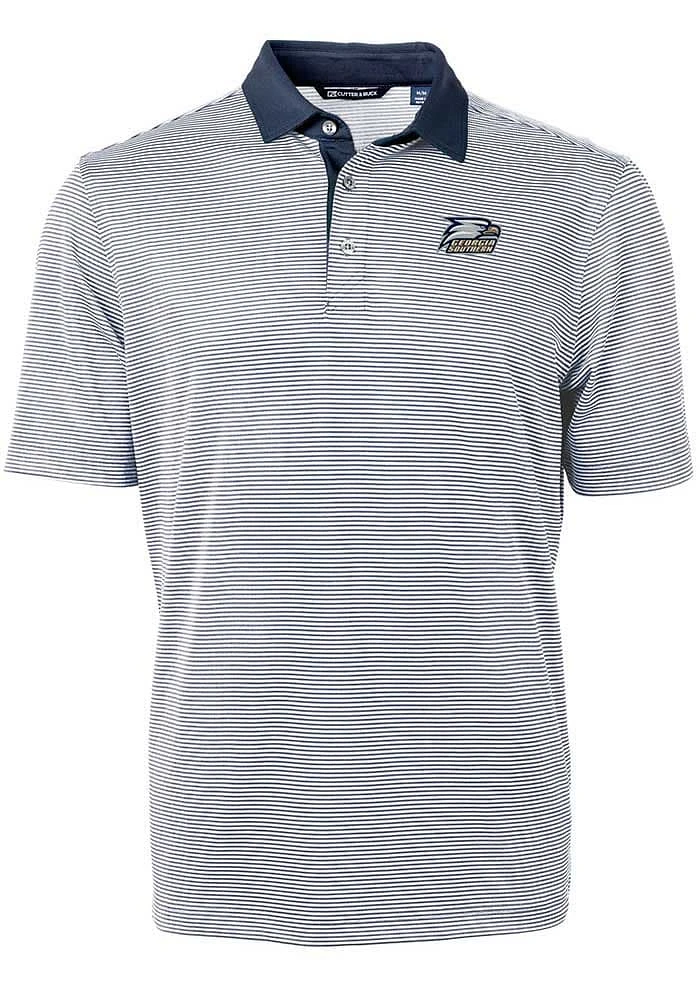 Cutter and Buck Georgia Southern Eagles Navy Blue Virtue Eco Pique Micro Stripe Big Tall Pol..