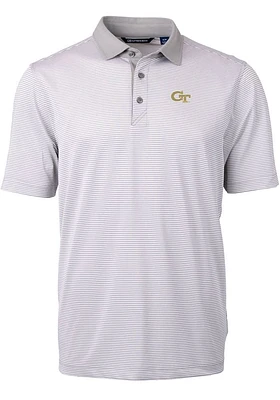 Cutter and Buck GA Tech Yellow Jackets Grey Virtue Eco Pique Micro Stripe Big Tall Polo