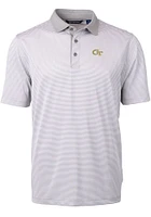 Cutter and Buck GA Tech Yellow Jackets Grey Virtue Eco Pique Micro Stripe Big Tall Polo