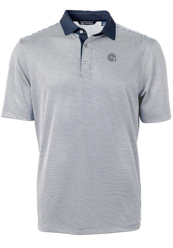 Cutter and Buck Georgetown Hoyas Navy Blue Virtue Eco Pique Micro Stripe Big Tall Polo