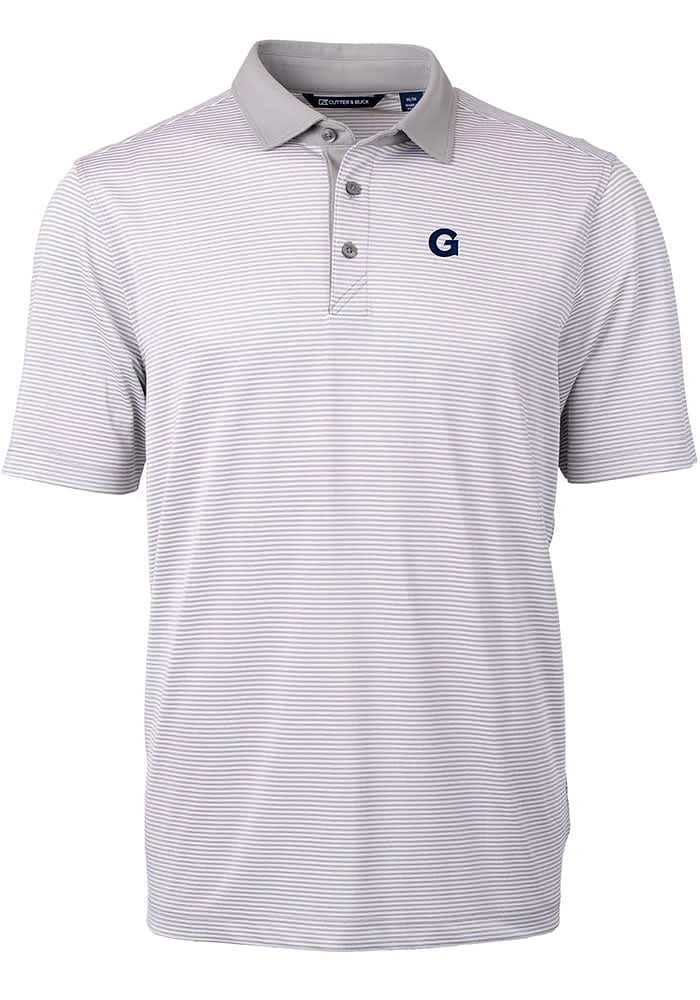Cutter and Buck Georgetown Hoyas Grey Virtue Eco Pique Micro Stripe Big Tall Polo