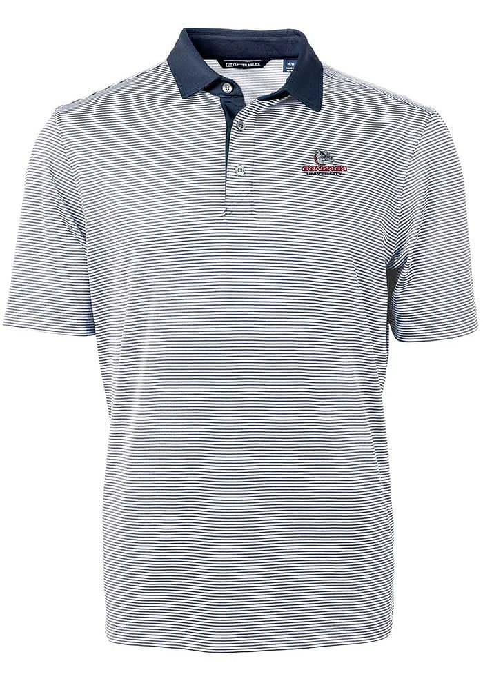 Cutter and Buck Gonzaga Bulldogs Navy Blue Virtue Eco Pique Micro Stripe Big Tall Polo
