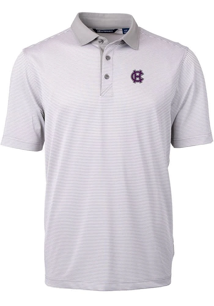 Cutter and Buck Holy Cross Crusaders Grey Virtue Eco Pique Micro Stripe Big Tall Polo