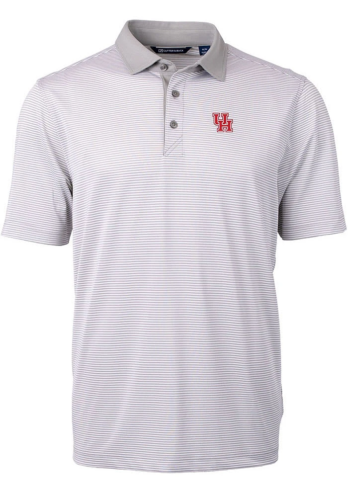 Cutter and Buck Houston Cougars Grey Virtue Eco Pique Micro Stripe Big Tall Polo