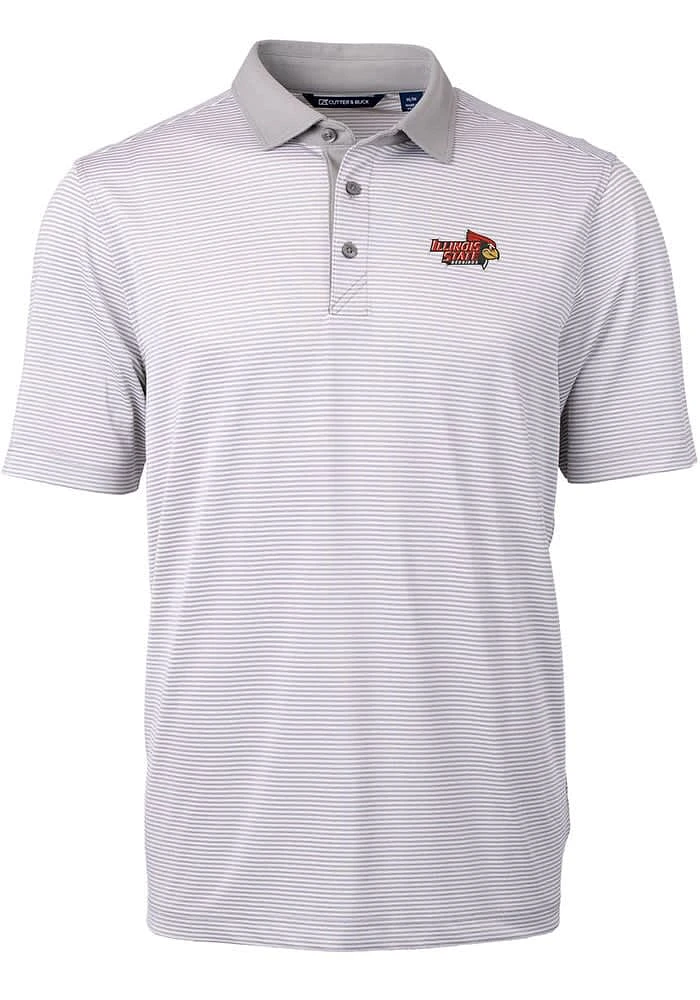 Cutter and Buck Illinois State Redbirds Grey Virtue Eco Pique Micro Stripe Big Tall Polo