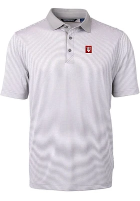 Cutter and Buck Indiana Hoosiers Grey Virtue Eco Pique Micro Stripe Big Tall Polo