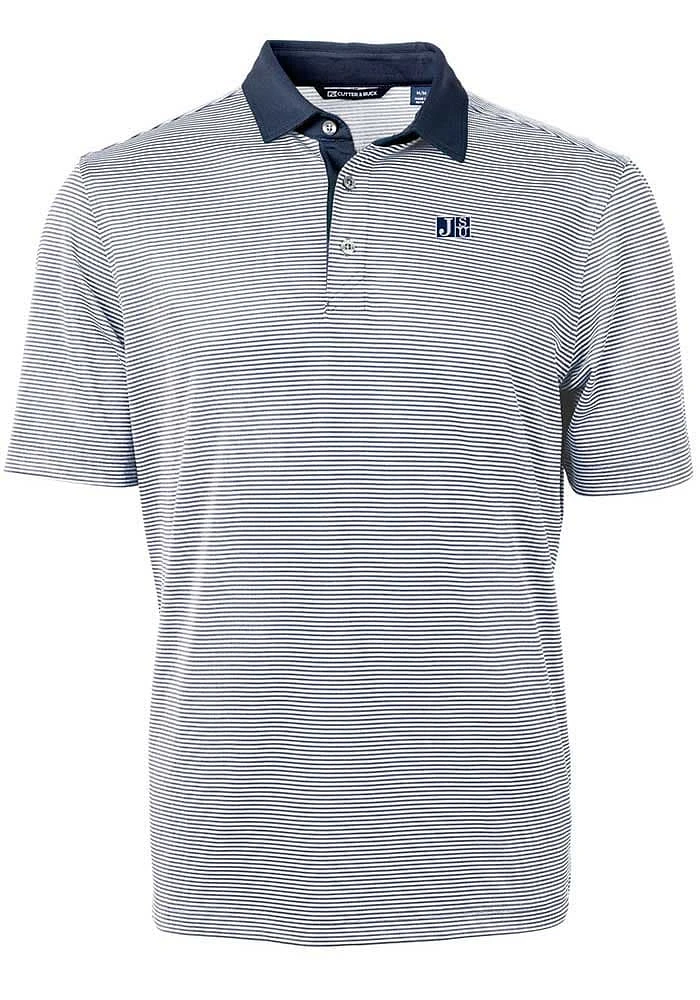 Cutter and Buck Jackson State Tigers Navy Blue Virtue Eco Pique Micro Stripe Big Tall Polo