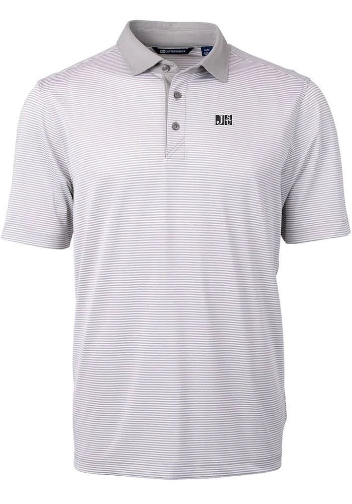 Cutter and Buck Jackson State Tigers Grey Virtue Eco Pique Micro Stripe Big Tall Polo