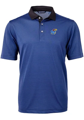 Cutter and Buck Kansas Jayhawks Virtue Eco Pique Micro Stripe Big Tall Polo