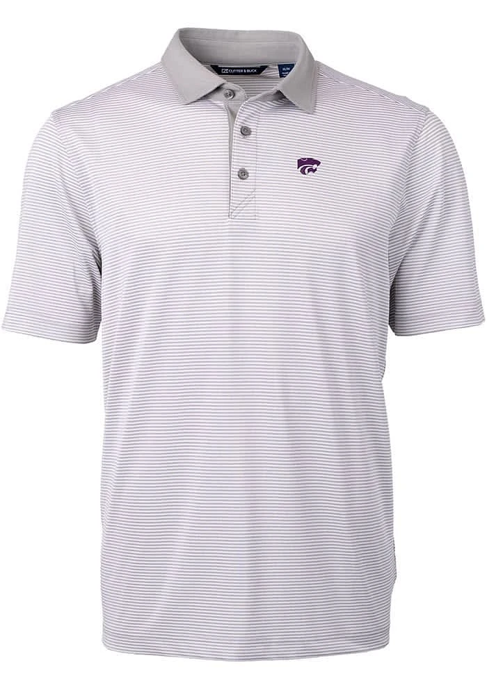 Cutter and Buck K-State Wildcats Grey Virtue Eco Pique Micro Stripe Big Tall Polo