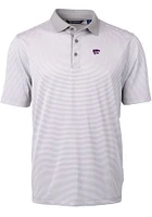 Cutter and Buck K-State Wildcats Grey Virtue Eco Pique Micro Stripe Big Tall Polo