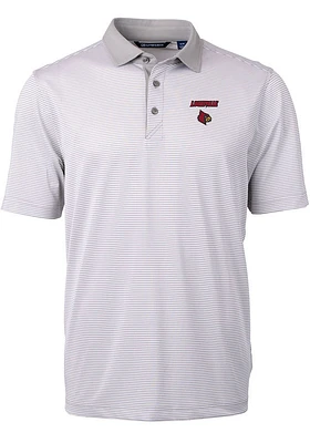 Cutter and Buck Louisville Cardinals Grey Virtue Eco Pique Micro Stripe Big Tall Polo