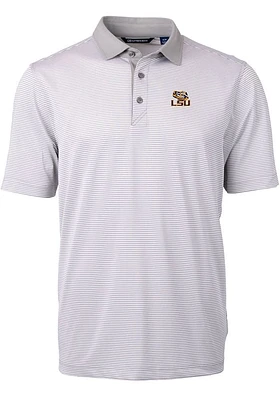 Cutter and Buck LSU Tigers Grey Virtue Eco Pique Micro Stripe Big Tall Polo