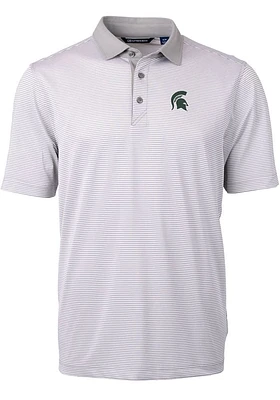 Cutter and Buck Michigan State Spartans Grey Virtue Eco Pique Micro Stripe Big Tall Polo