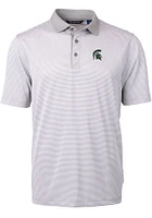 Cutter and Buck Michigan State Spartans Grey Virtue Eco Pique Micro Stripe Big Tall Polo