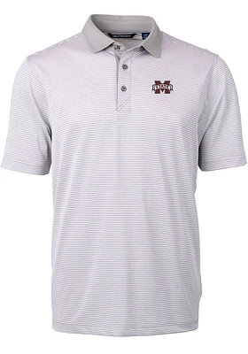 Cutter and Buck Mississippi State Bulldogs Grey Virtue Eco Pique Micro Stripe Big Tall Polo