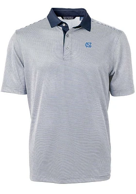 Cutter and Buck North Carolina Tar Heels Navy Blue Virtue Eco Pique Micro Stripe Big Tall Po..