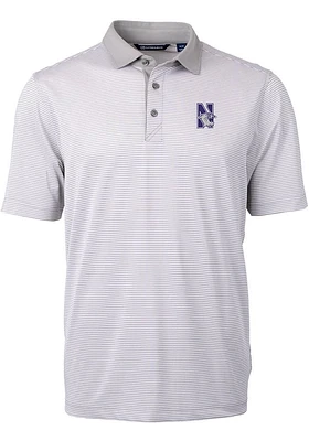 Cutter and Buck Northwestern Wildcats Grey Virtue Eco Pique Micro Stripe Big Tall Polo