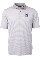 Cutter and Buck Northwestern Wildcats Grey Virtue Eco Pique Micro Stripe Big Tall Polo