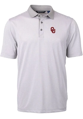 Cutter and Buck Oklahoma Sooners Grey Virtue Eco Pique Micro Stripe Big Tall Polo
