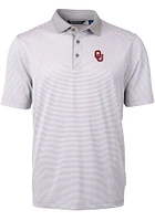 Cutter and Buck Oklahoma Sooners Grey Virtue Eco Pique Micro Stripe Big Tall Polo