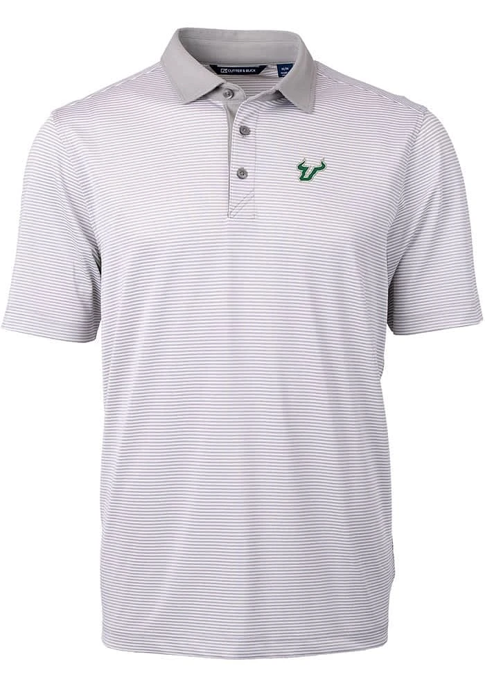 Cutter and Buck South Florida Bulls Grey Virtue Eco Pique Micro Stripe Big Tall Polo