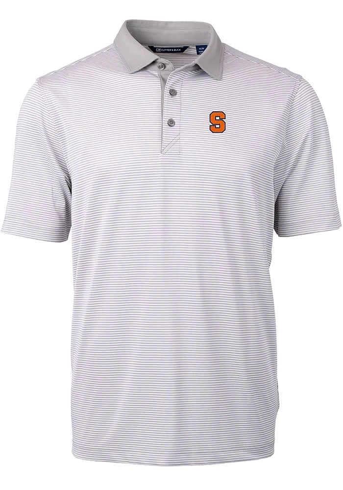 Cutter and Buck Syracuse Orange Grey Virtue Eco Pique Micro Stripe Big Tall Polo