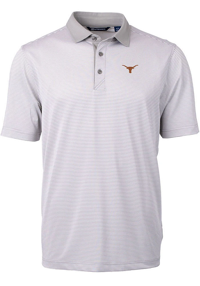 Cutter and Buck Texas Longhorns Grey Virtue Eco Pique Micro Stripe Big Tall Polo
