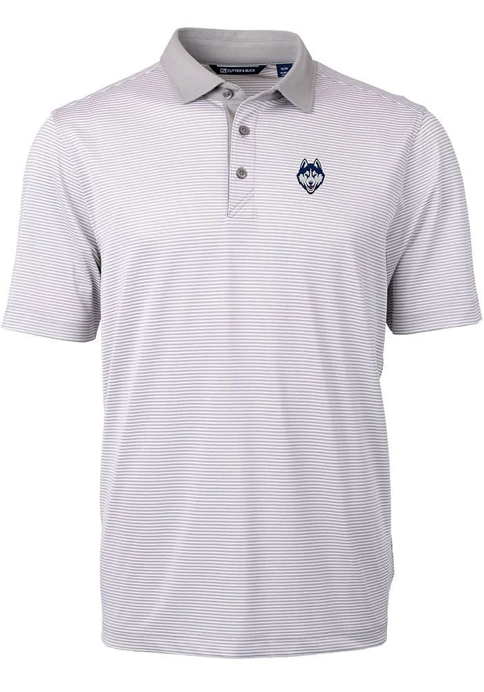 Cutter and Buck UConn Huskies Grey Virtue Eco Pique Micro Stripe Big Tall Polo