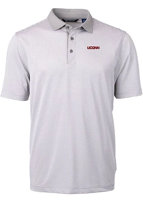 Cutter and Buck UConn Huskies Grey Wordmark Virtue Eco Pique Micro Stripe Big Tall Polo