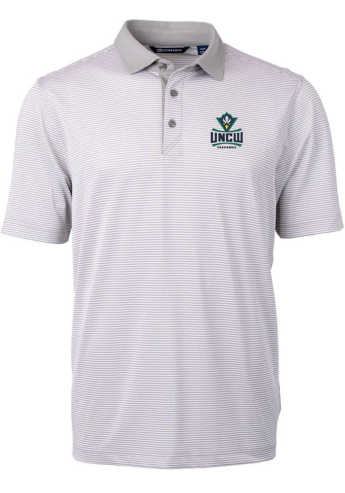 Cutter and Buck UNCW Seahawks Grey Virtue Eco Pique Micro Stripe Big Tall Polo