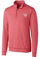 Cutter and Buck Dayton Flyers Mens Red Shoreline Long Sleeve Qtr Zip Pullover