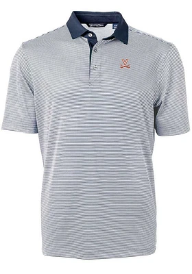 Cutter and Buck Virginia Cavaliers Navy Blue Virtue Eco Pique Micro Stripe Big Tall Polo
