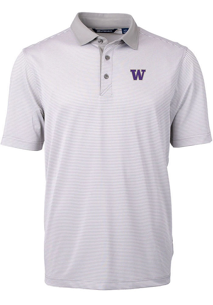 Cutter and Buck Washington Huskies Grey Virtue Eco Pique Micro Stripe Big Tall Polo
