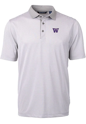 Cutter and Buck Washington Huskies Grey Virtue Eco Pique Micro Stripe Big Tall Polo