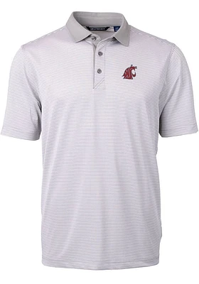 Cutter and Buck Washington State Cougars Grey Virtue Eco Pique Micro Stripe Big Tall Polo