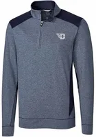 Cutter and Buck Dayton Flyers Mens Navy Blue Shoreline Colorblock Long Sleeve Qtr Zip Pullover