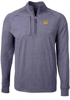 Cutter and Buck Cal Golden Bears Mens Navy Blue Adapt Eco Knit Long Sleeve Qtr Zip Pullover