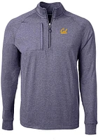 Cutter and Buck Cal Golden Bears Mens Navy Blue Adapt Eco Knit Long Sleeve Qtr Zip Pullover