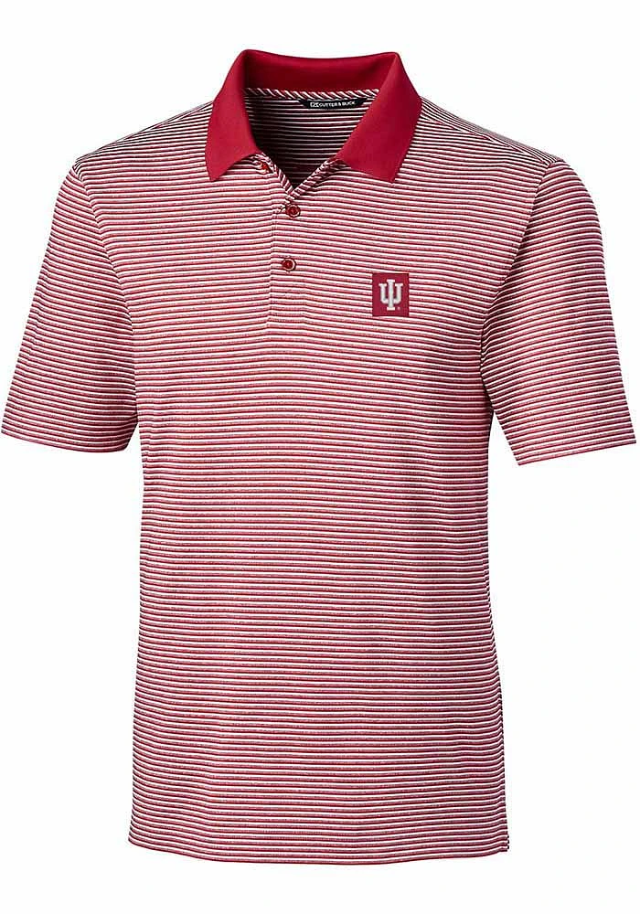 Cutter and Buck Indiana Hoosiers Mens Crimson Forge Pencil Stripe Short Sleeve Polo