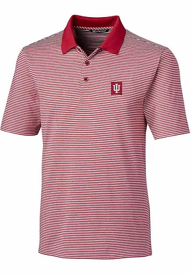 Cutter and Buck Indiana Hoosiers Mens Crimson Forge Pencil Stripe Short Sleeve Polo